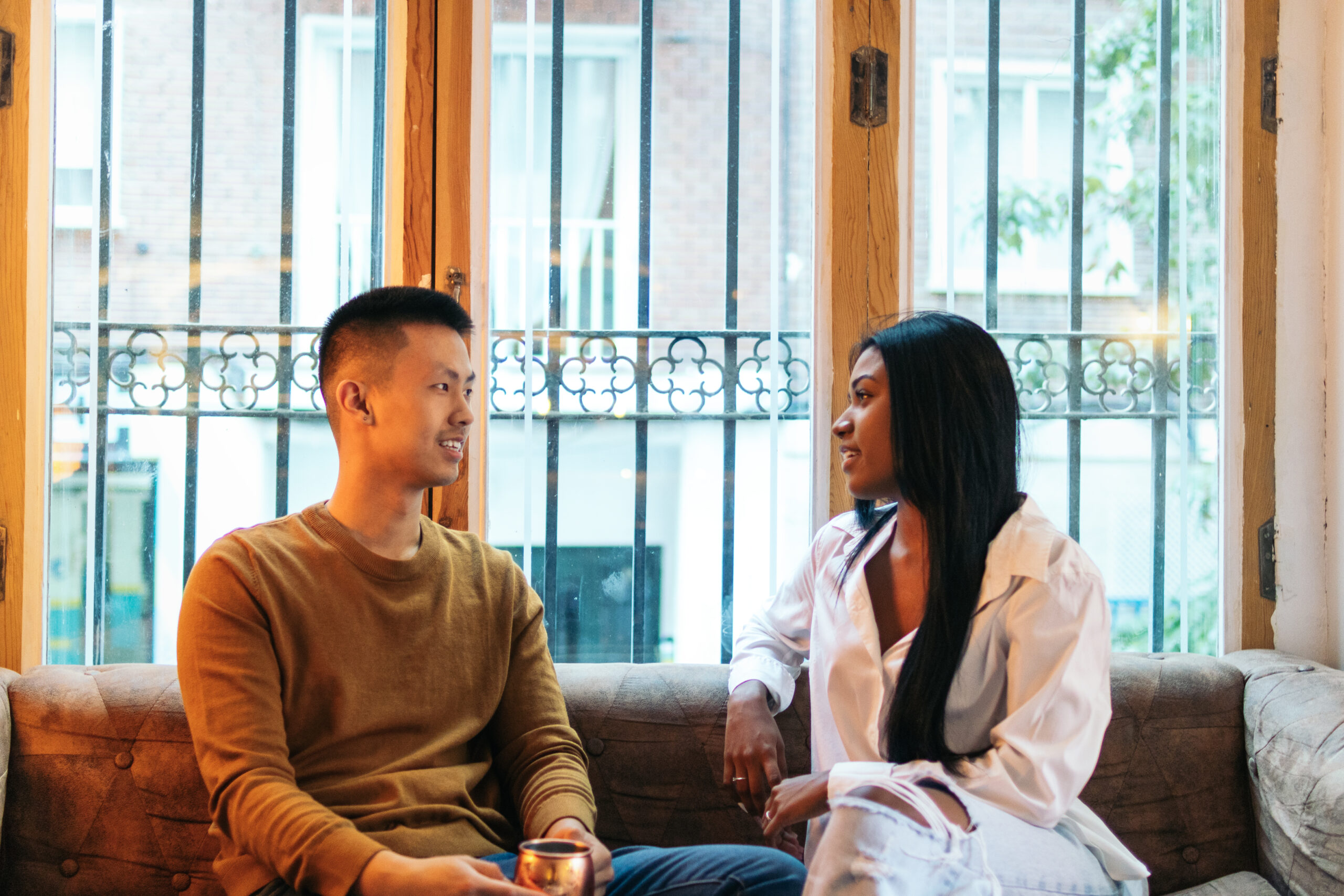 Asian man and Latina woman on a date